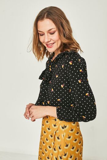 Chemise menthe noire à pois 4