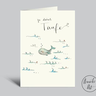Christening Card | cute whale | to your baptism | Folded card with envelope