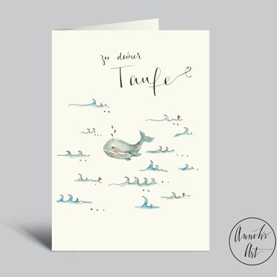 Christening Card | cute whale | to your baptism | Folded card with envelope