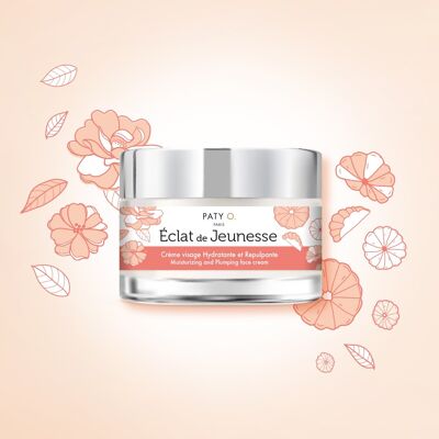 GLOW OF YOUTH - 100% Natural Moisturizing and Plumping Face Cream - Hyaluronic Acid, Damask Rose, Centella Asiatica & Vitamin E