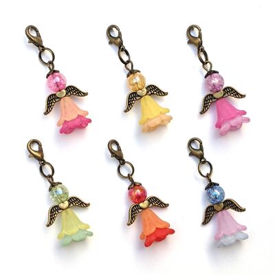 Guardian Angel "Freya" keychains, set of 6, bronze colored