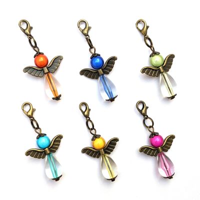 Guardian Angel "Lilly" keychains, set of 6, bronze colored