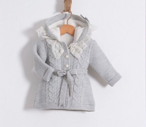 Organic Cotton Baby Girl Coat with Lace Collar