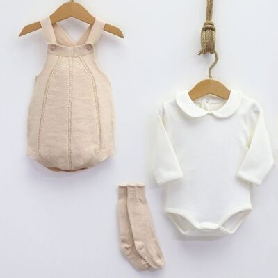 Conjunto de mameluco de bebé modelo de cadena elegante de prendas de punto 100% algodón