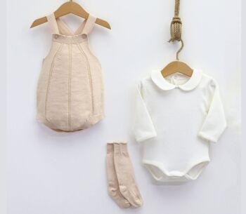 100% coton tricots élégant modèle de chaîne bébé barboteuse ensemble 1
