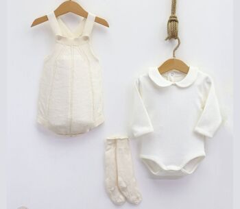 100% coton tricots élégant modèle de chaîne bébé barboteuse ensemble 2