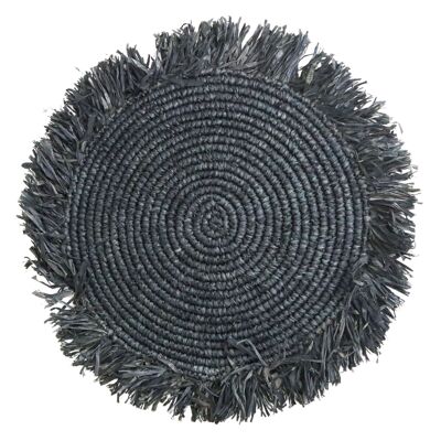 Tovaglietta in rafia nera (set di 2, 4 o 6) tovaglietta con frange tovaglietta boho AMBON 35 cm