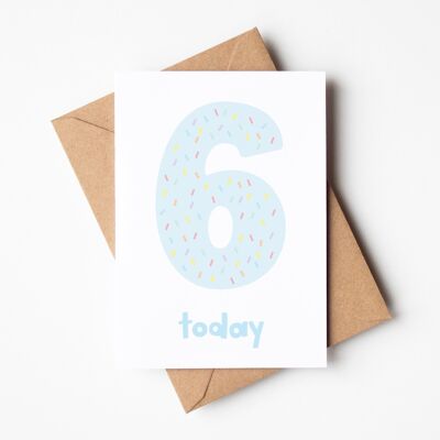 Blaue Konfetti-Geburtstagskarte für 6 Jahre