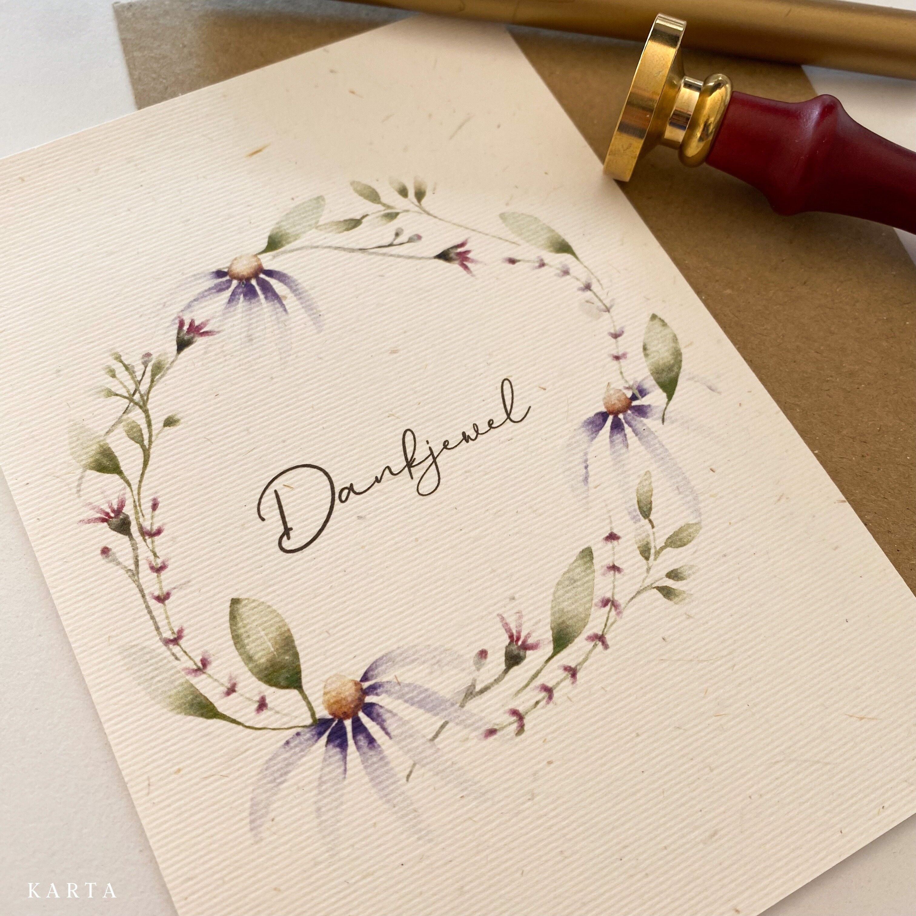 Biglietto d'auguri - Ghirlanda di fiori di echinacea