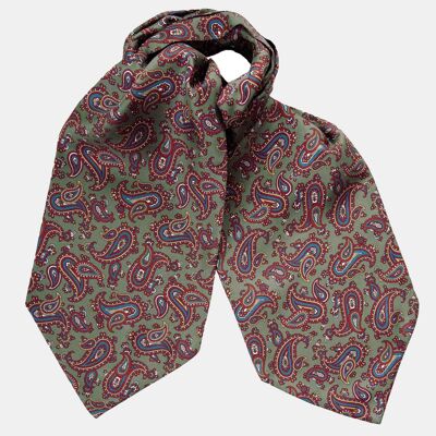 Marsala - Silk Ascot Cravat Tie - Green