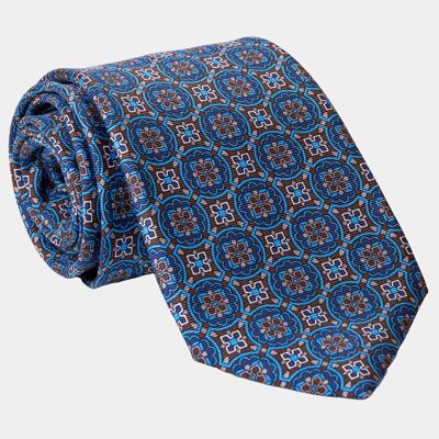 Milano - Printed Silk Tie - Blue XL