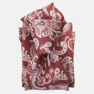 Novara - Printed Silk Tie - Venetian Red