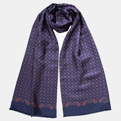 Palatino - Wool Backed Silk Scarf - Blue