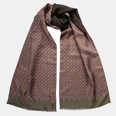 Palatino - Wool Backed Silk Scarf - Olive