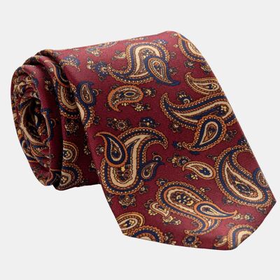 Trevi - Printed Silk Tie - Burgundy XL