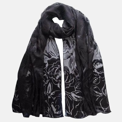 Yasmin - Silk Scarf/Shawl - Black