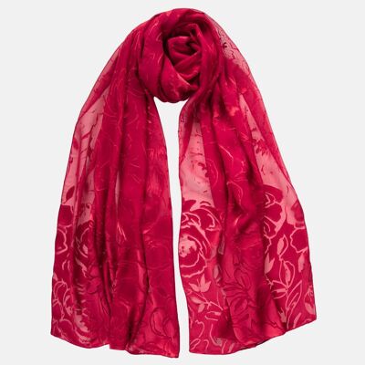 Yasmin - Silk Scarf/Shawl - Ruby