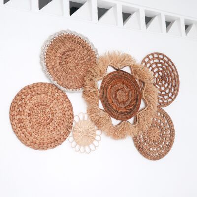Tropical wall decoration set 6 pieces mixed DALUM Boho decoration hand-woven from natural materials