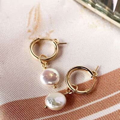 Alba - Orecchini a cerchio con ciondoli di perle Coppia di orecchini