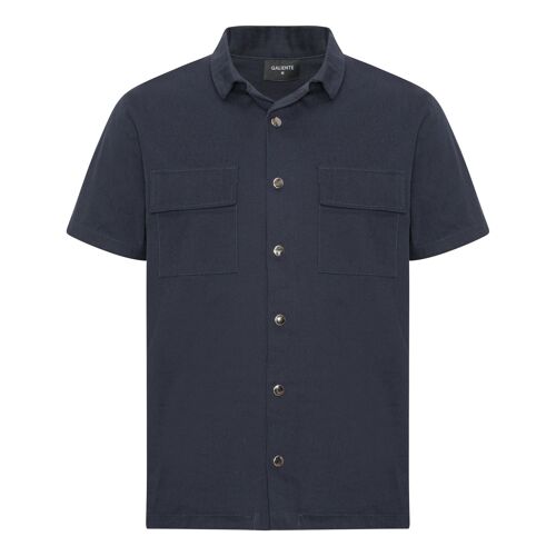 Navy blue short sleeved cargo shirt