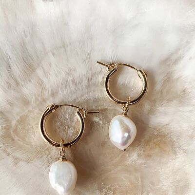 Besalu - Orecchini a cerchio con ciondoli di perle Coppia di orecchini