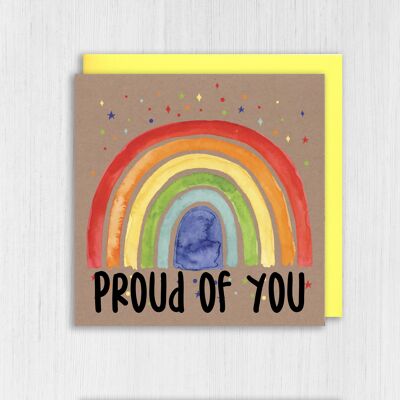 Tarjeta de felicitación de Kraft: Orgulloso de ti (arcoíris)