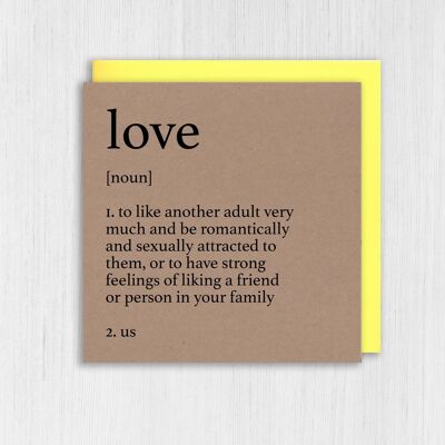 Kraft-Jubiläum, Valentinstagskarte: Wörterbuchdefinition von Liebe