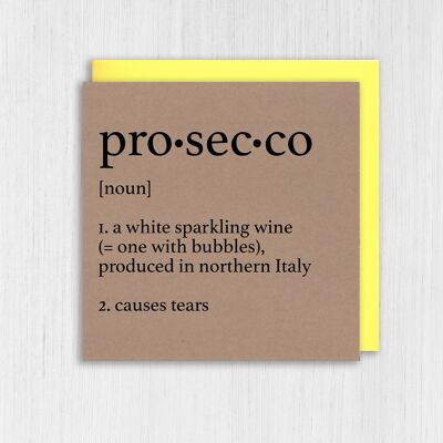 Tarjeta de cumpleaños de Kraft: Definición del diccionario de prosecco