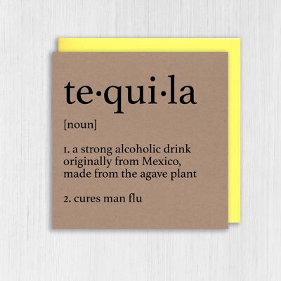 Kraft birthday card: Dictionary definition of tequila