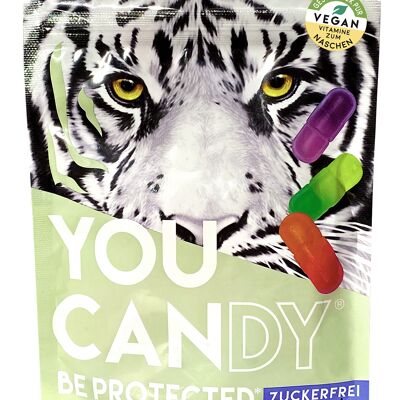 SOYEZ PROTÉGÉ - VEGAN VITAMIN GUMMIES sans sucre avec 100% des besoins quotidiens en vitamine C et vitamine B6 pour le système immunitaire