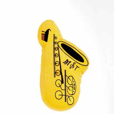 Saxophon-Plüschtier. Musikspielzeug für Kinder. Sensorisches / SENDEN-Spielzeug. Musikgeschenk.