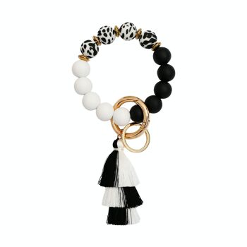 Porte-clés bracelet silicone imprimé léopard zèbre lait vache 1