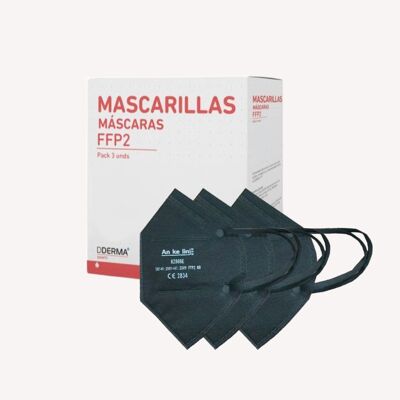 MASCARILLAS FFP2 NEGRA DDERMA SANITY PACK 3 UNDS