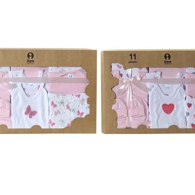 SET NEONATO 11 COTONE 32X24 0-6 MESI CUORI 2 PE BE169980