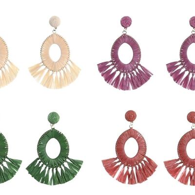 EARRINGS SET 2 RAFFIA METAL 8X0,5X7 4 ASSORTMENTS. BO206993