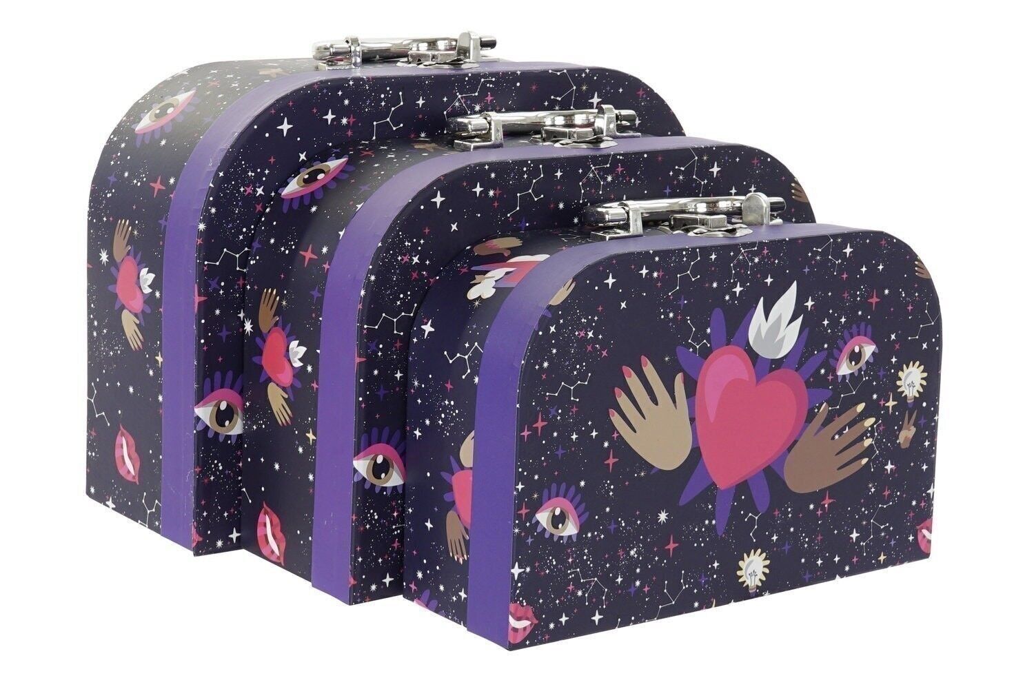 BOX SET 3 CARDBOARD METAL 28X9,5X20 GOOD LUCK LILAC CG191619