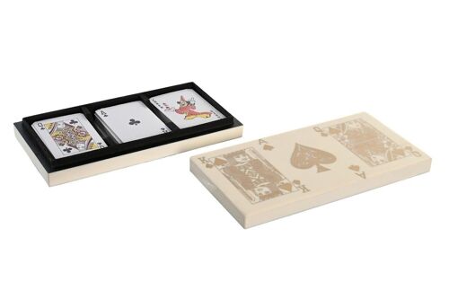 JUEGO SET 4 RESINA 23X11,5X3,5 CARTAS BLANCO JM206121