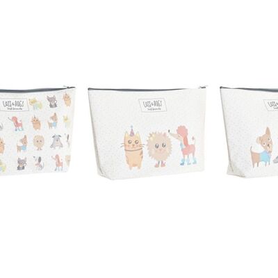 TROUSSE DE TOILETTE TOILE COTON 33X8X21 LEON 3 ASSORTIS. LI200427