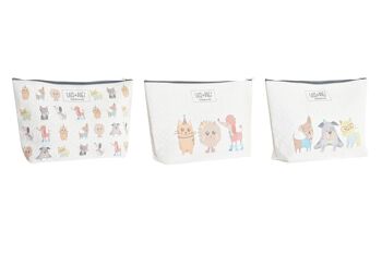 TROUSSE DE TOILETTE TOILE COTON 33X8X21 LEON 3 ASSORTIS. LI200427 1