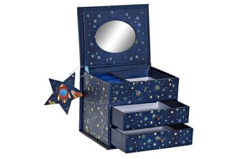 COFFRET A BIJOUX CARTON MIROIR 13X10X10,2 COSMOS BLUE LP172821 1