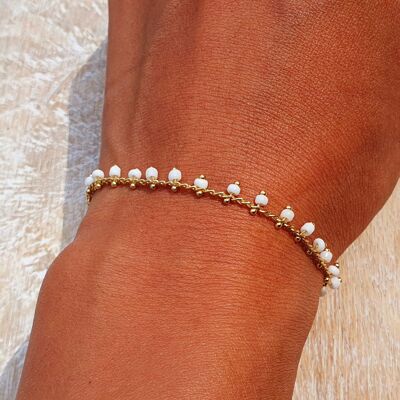 Bracciale Femme Bijoux Fantaisie Plaqué Or Nouveau Blanc