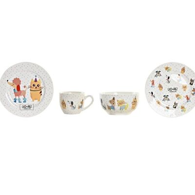 VAISSELLE SET 3 PORCELAINE 19X19X2 270ML 2 ASSORTIMENTS. PC201107