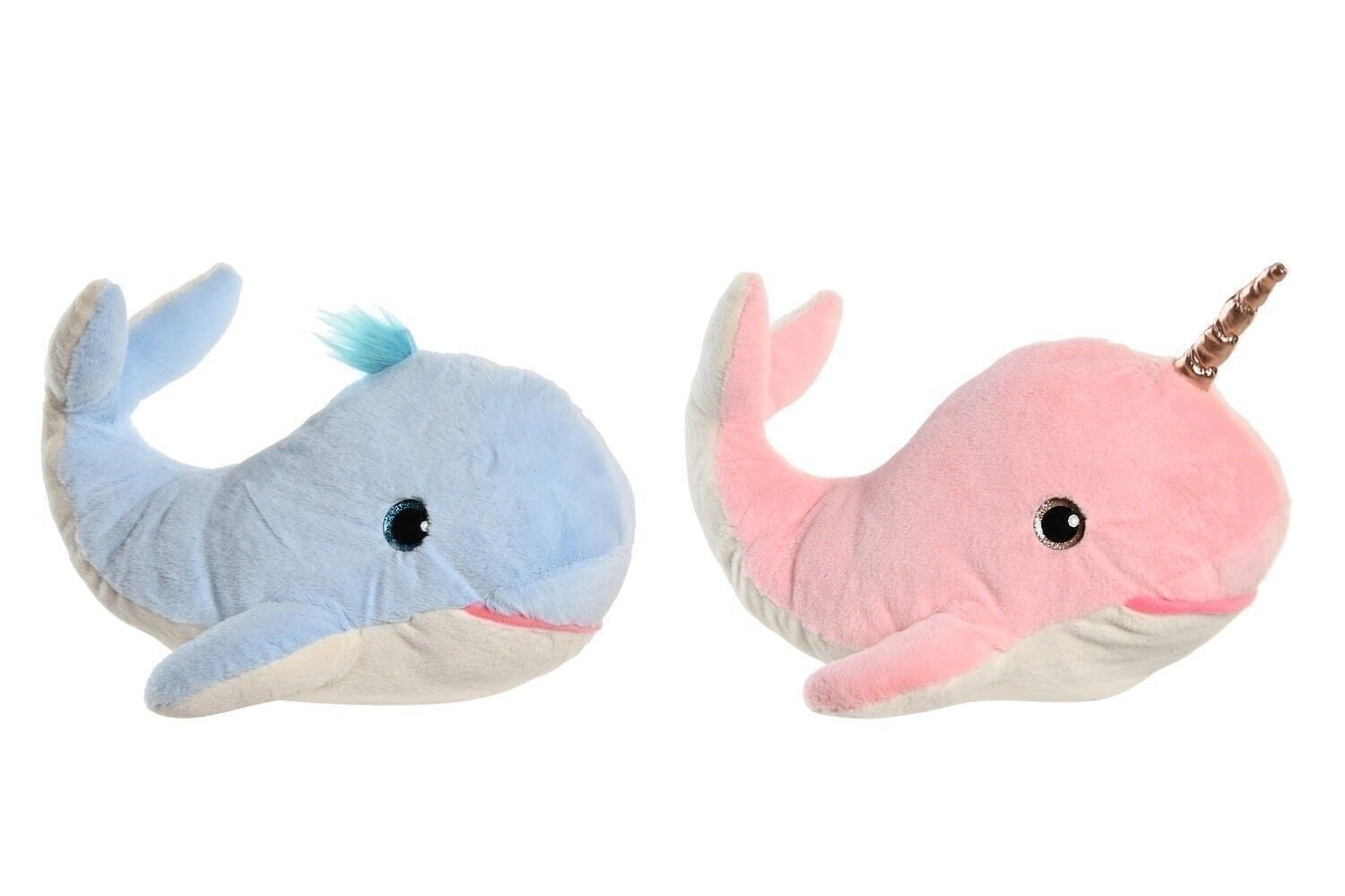 PELUCHE POLIESTERE 20X20X28 NARVAL WHALE 2 ASSORTITI. PE205616