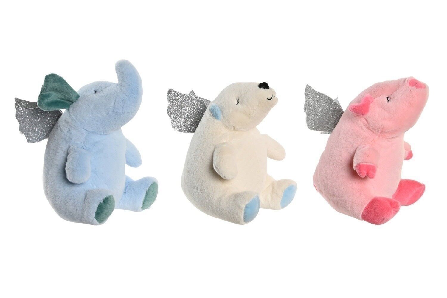 PELUCHE POLIESTERE 14X10X18 ALI ANIMALI 3 ASSORTIMENTI. PE205618