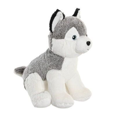 POLYESTER PLUSH 20X20X30 GRAY HUSKY DOG PE206124