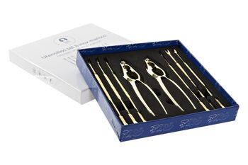 SET 8 USTENSILES INOX 3X3X15 FRUITS DE MER DORÉ RC199420 3