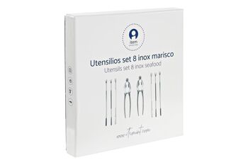 SET 8 USTENSILES INOX 3X3X15 FRUITS DE MER DORÉ RC199420 4