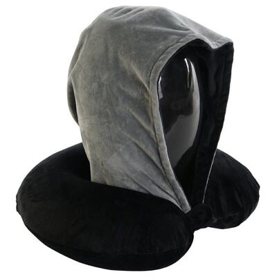 POLYESTER TRAVEL CUSHION 30X10X32 BLACK HOOD RC208034