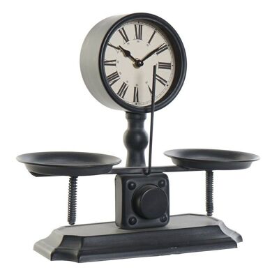 IRON GLASS TABLE CLOCK 34X13X30,5 SCALE RE187292