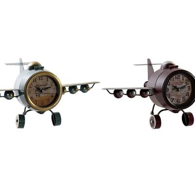 HORLOGE DE TABLE EN FER 42X25X20,5 AVION 2 ASSORTIMENTS. RE187313